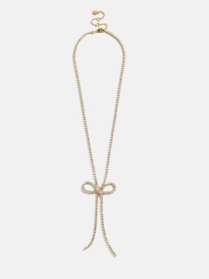 Sparkle Bow Lariat Necklace