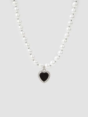 Black Heart Pearl Necklace