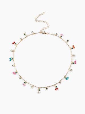 Multicolor Cherry Dangle Necklace