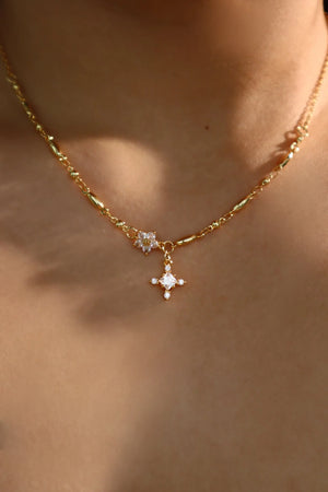 Gold Plated Diamond Cross Necklace