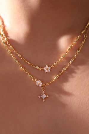 Gold Plated Diamond Cross Necklace