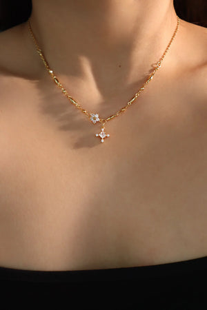 Gold Plated Diamond Cross Necklace