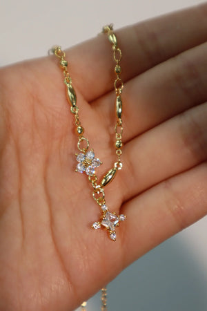 Gold Plated Diamond Cross Necklace