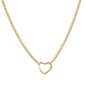 Gold Plain Chain with Heart Carabiner