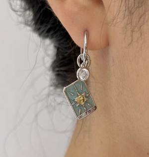 Tarot Card Dangle Hoop Earrings