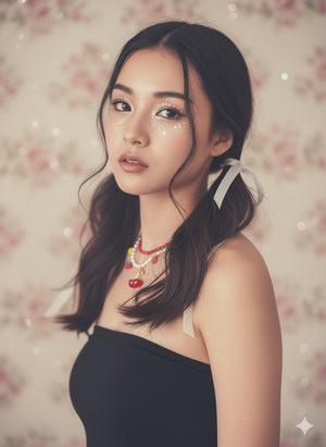 Fruit Pendant Faux Pearl & Beaded Necklace set