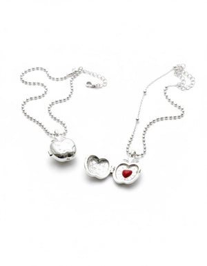 Silver Apple Locket Necklace